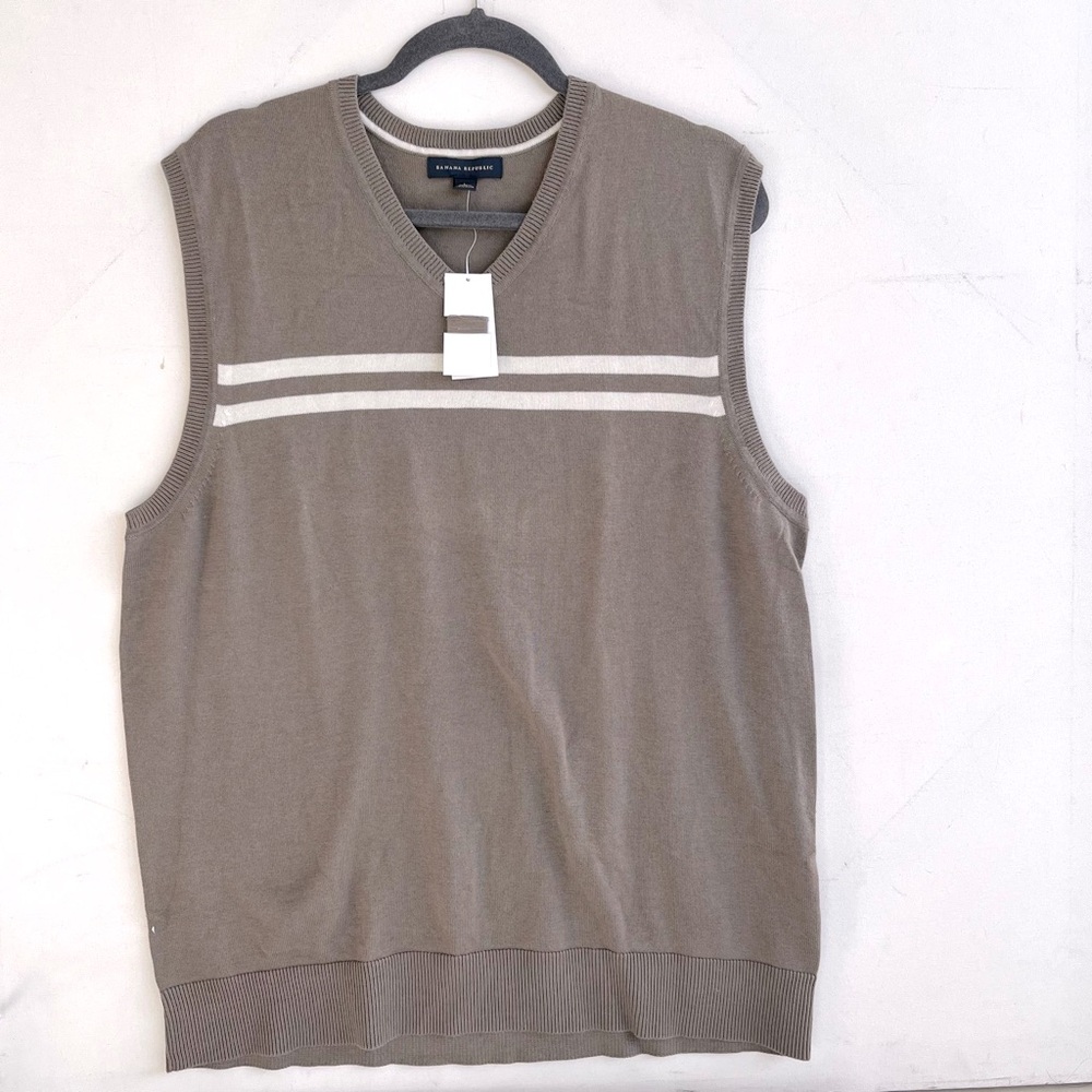 NWT Banana Republic Men Pima Cotton Wool Blend Vest Gray LARGE
